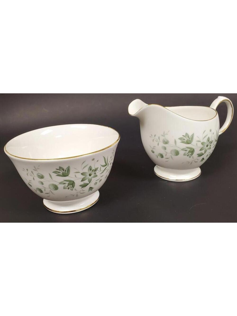 Queen Anne England Bone China Sugar Bowl & Creamer Set Vintage Floral